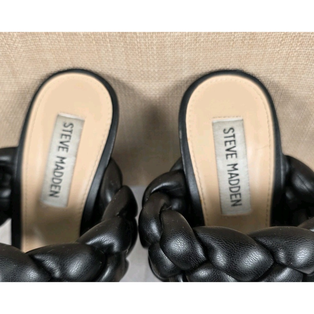 Steve Madden Women's Kenley Heeled Sandal‎ Black 8M Stiletto Braided Disco Party - Picture 8 of 10